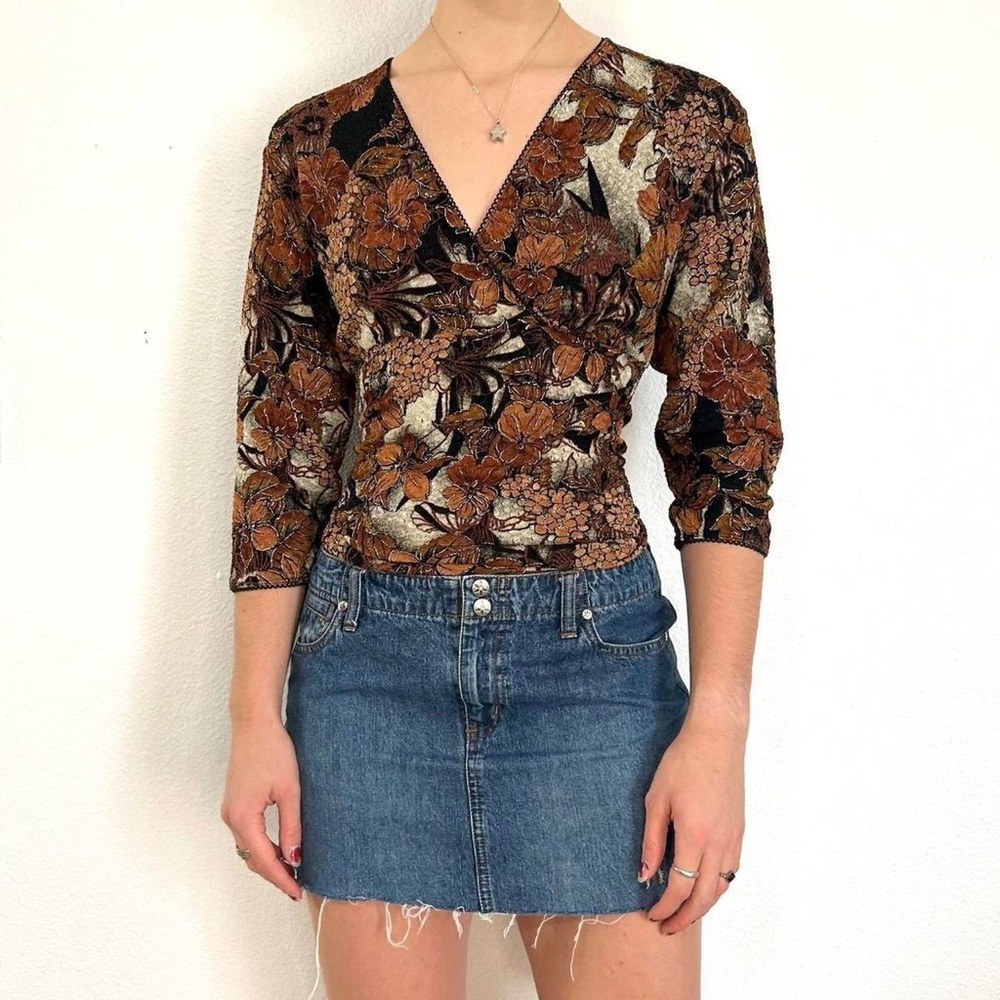 y2k patterned long sleeve blouse
